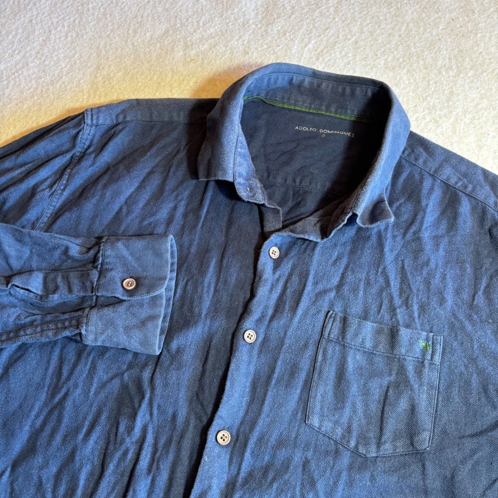Adolfo Dominguez Men Blue Long Sleeve Button Down Shirt Size L